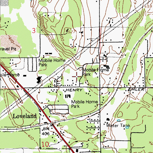 Topographic Map of Coach Country Corral Mobile Home Park, WA