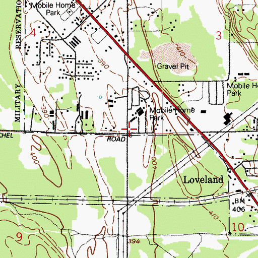 Topographic Map of Enchanted Firs Mobile Home Park, WA