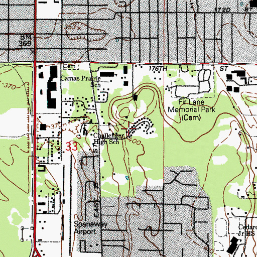 Topographic Map of Fox Chase Mobile Home Park, WA