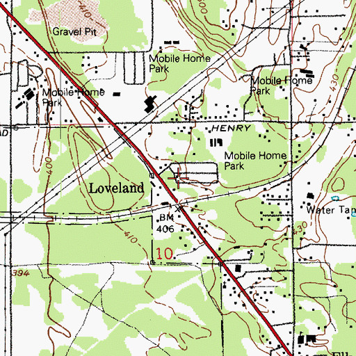 Topographic Map of Loveland Mobile Estates, WA