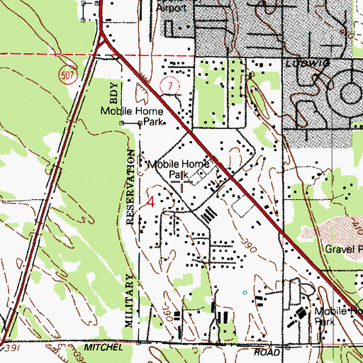 Topographic Map of Mountain Valley Mobile Home Park, WA