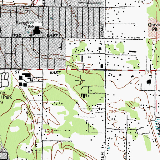 Topographic Map of Parklane Court Mobile Home Park, WA