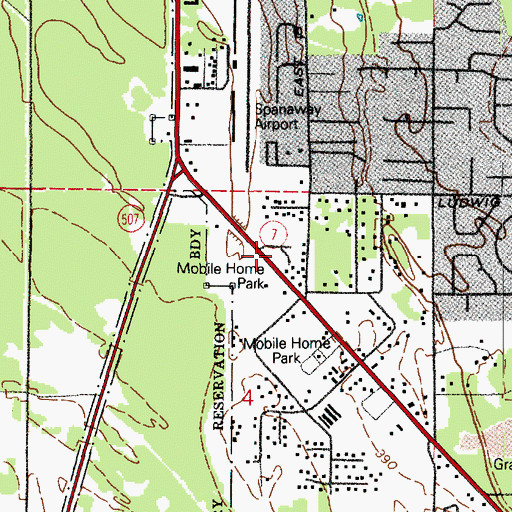 Topographic Map of Ponderosa Mobile Home Park, WA