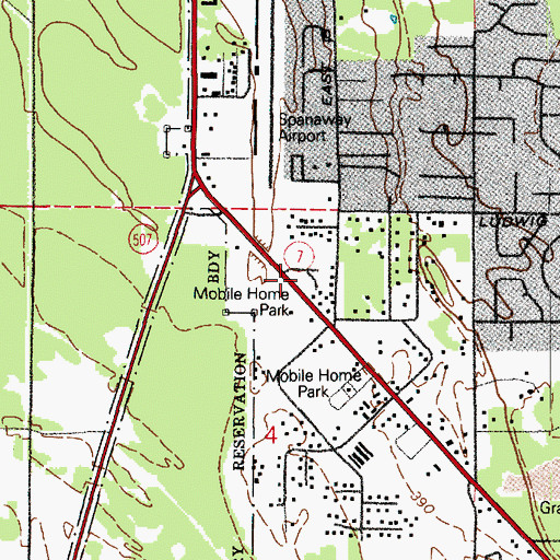 Topographic Map of Ponderosa Mobile Home Park, WA
