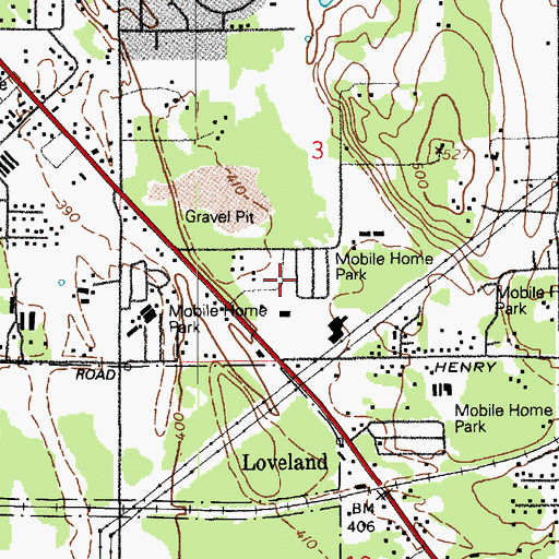 Topographic Map of Spanaway Mobile Village, WA
