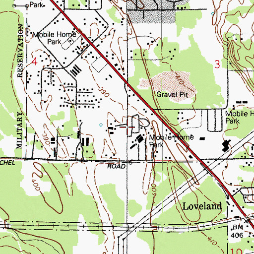 Topographic Map of Twin Firs Mobile Home Park, WA