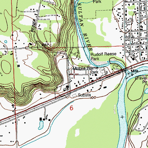 Topographic Map of Cherry Hill Estates Mobile Home Park, WA