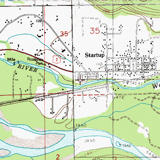 Topographic Map of Wallace River Mobile Home Park, WA