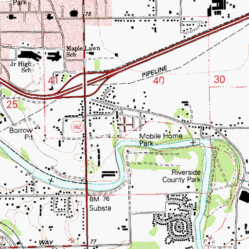 Topographic Map of River Mobile Home Park, WA