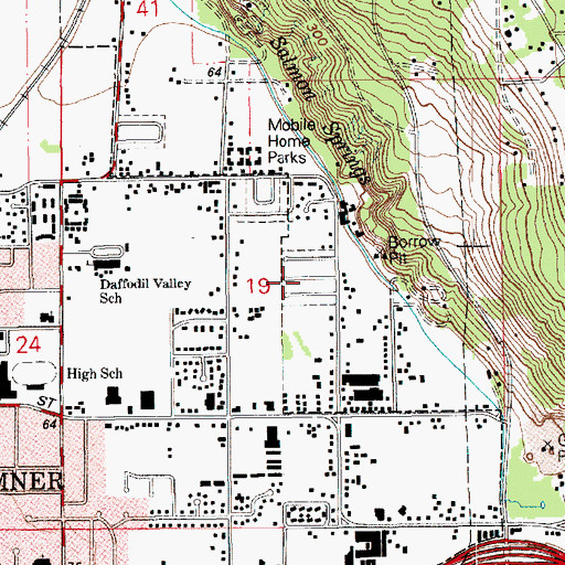 Topographic Map of Summerville Estates Mobile Home Park, WA