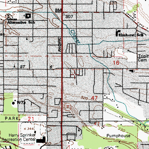 Topographic Map of Clover Creek Trailer Court, WA