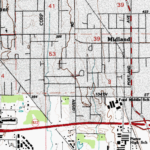 Topographic Map of Golden Given Mobile Home Park, WA