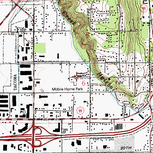 Topographic Map of Hylebos Creek Mobile Home Park, WA