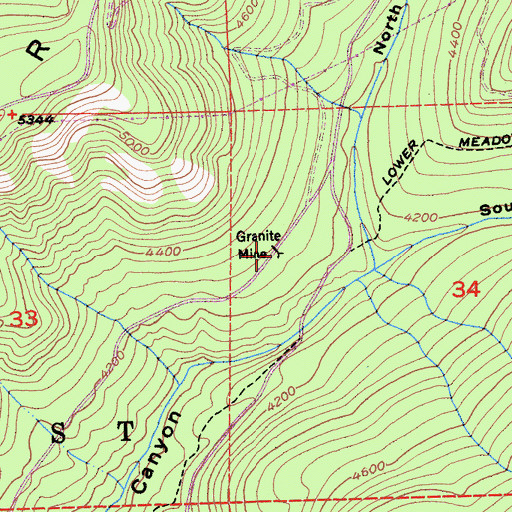 Topographic Map of Granite Mine, CA