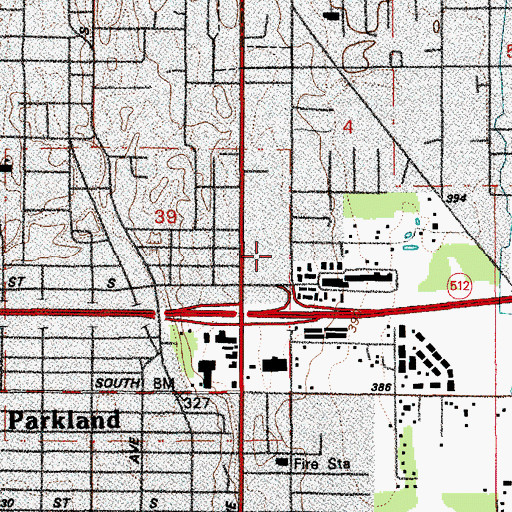 Topographic Map of Pacific Gardens Mobile Home Park, WA