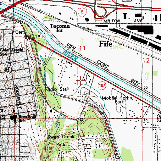Topographic Map of Valleybrook Mobile Home Park, WA