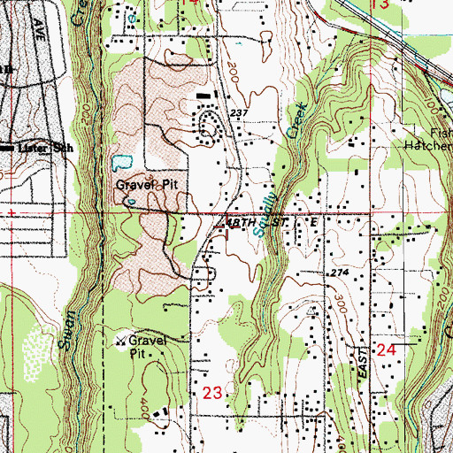 Topographic Map of Weller Martin Mobile Home Park, WA
