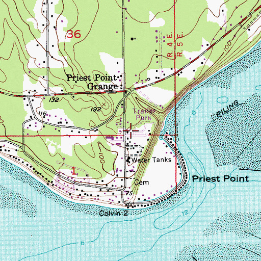 Topographic Map of Snug Harbor Mobile Home Park, WA