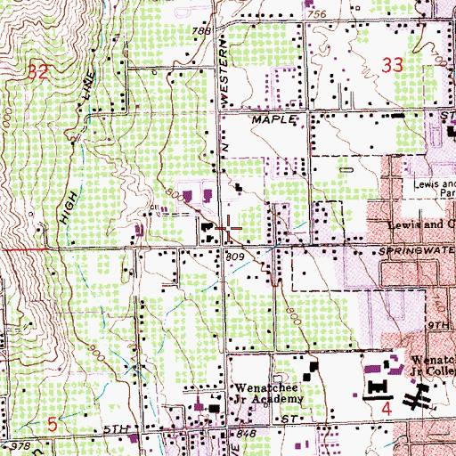 Topographic Map of Foothills Senior Mobile Home Park, WA