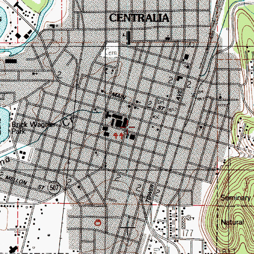 Topographic Map of Centralia College Building 11, WA
