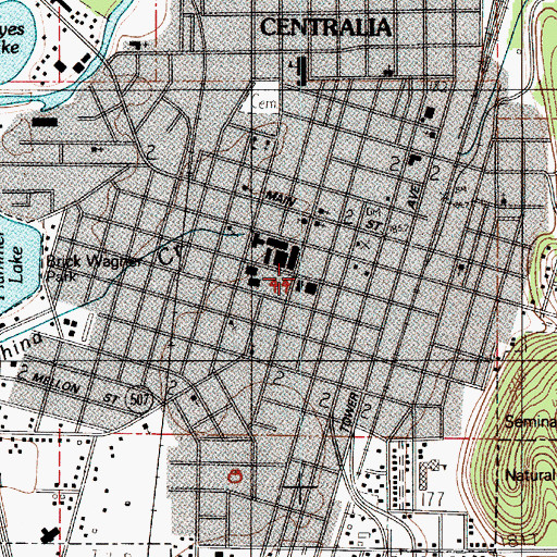 Topographic Map of Centralia College Building 21, WA