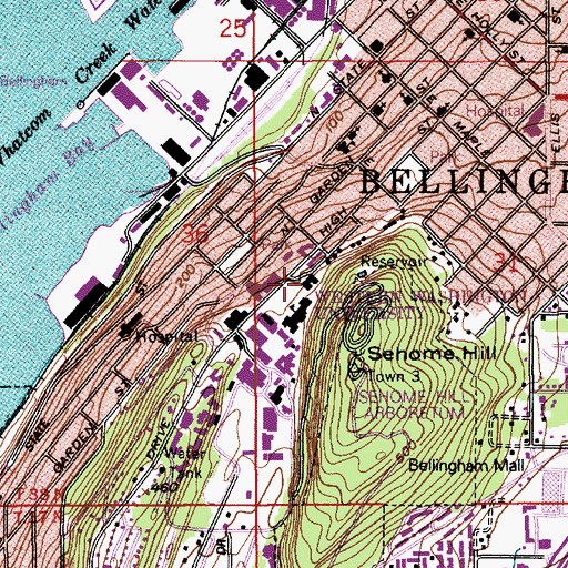 Topographic Map of Western Washington University Edens Residence Hall, WA