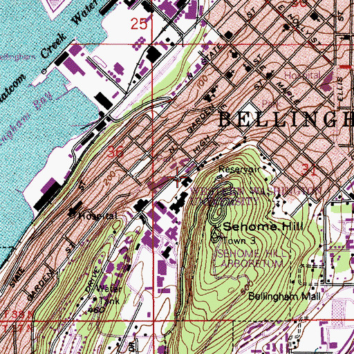Topographic Map of Western Washington University Edens Residence Hall North, WA