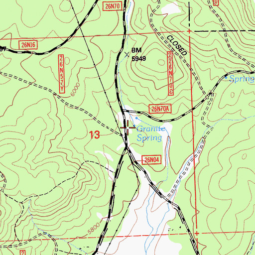 Topographic Map of Granite Spring, CA