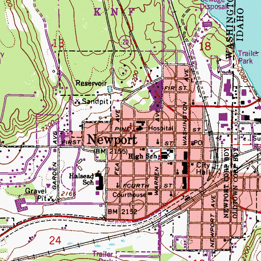 Topographic Map of Newport Hospital and Health Services, WA