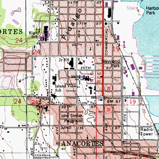 Topographic Map of Island Hospital, WA