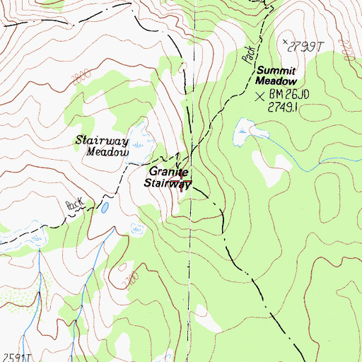 Topographic Map of Granite Stairway, CA