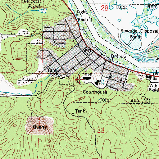 Topographic Map of Willapa Harbor Hospital, WA