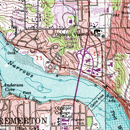 Topographic Map of Belmont Terrace, WA
