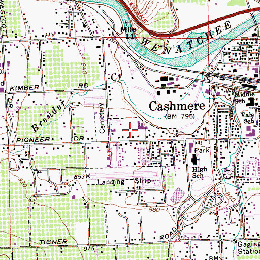 Topographic Map of Cashmere Convalescent Center, WA