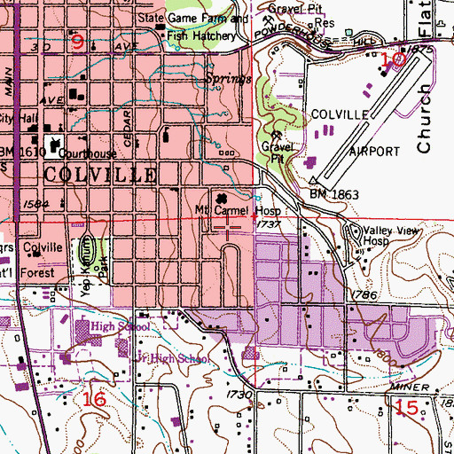 Topographic Map of Pinewood Terrace Nursing Center, WA