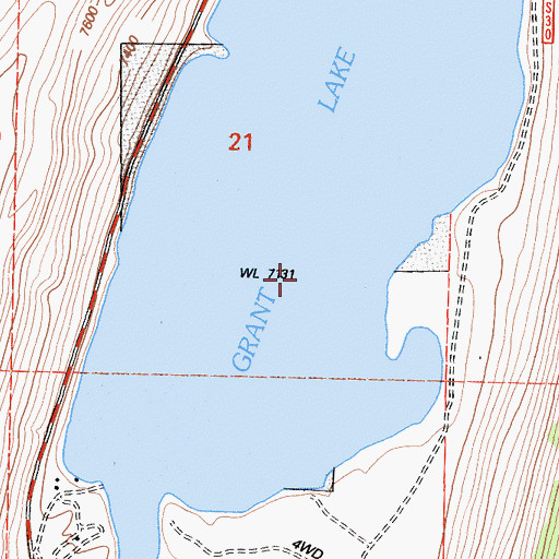 Topographic Map of Grant Lake, CA