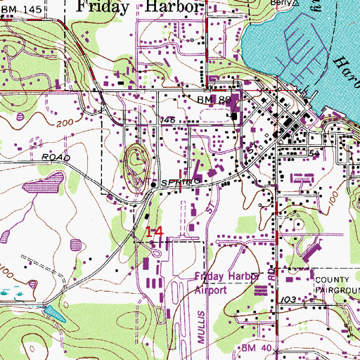 Topographic Map of Islands Convalescent Center, WA