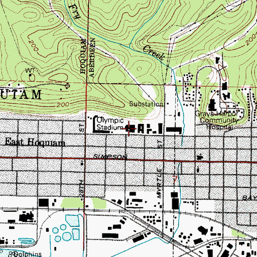 Topographic Map of Hoquiam Healthcare Pacific Care Center, WA