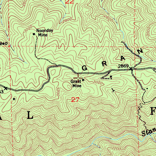 Topographic Map of Grant Mine, CA