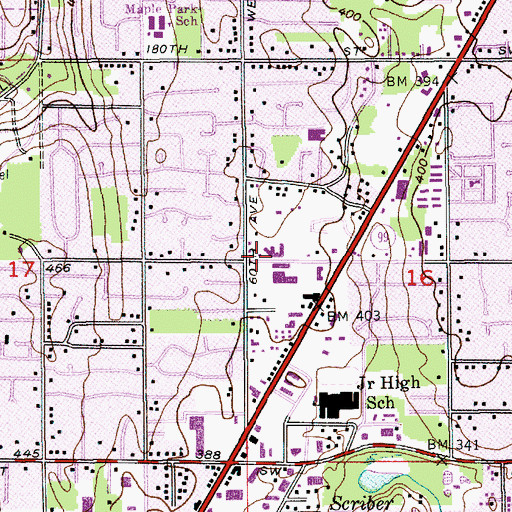 Topographic Map of Emerald Hills Healthcare Center, WA
