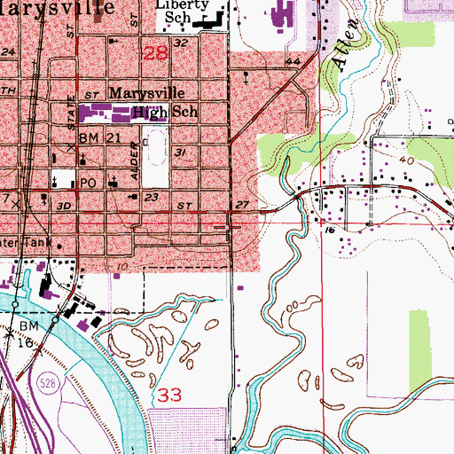 Topographic Map of Madeleine Villa Health Care Center, WA