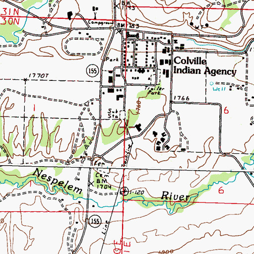 Topographic Map of Colville Tribal Convalescent Center, WA