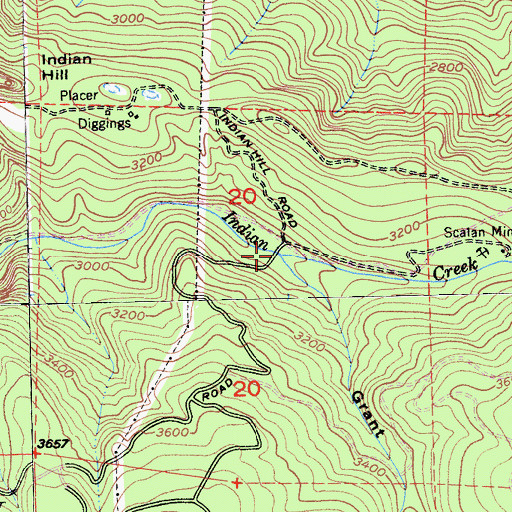 Topographic Map of Grant Ravine, CA