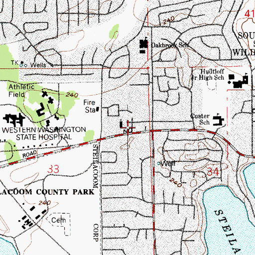 Topographic Map of Georgian House Nursing Home, WA