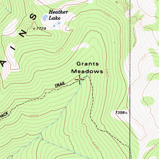 Topographic Map of Grants Meadows, CA