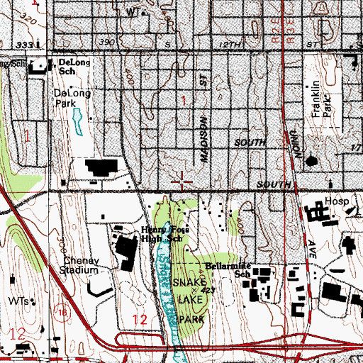 Topographic Map of Park Rose Care Center Nursing Home, WA