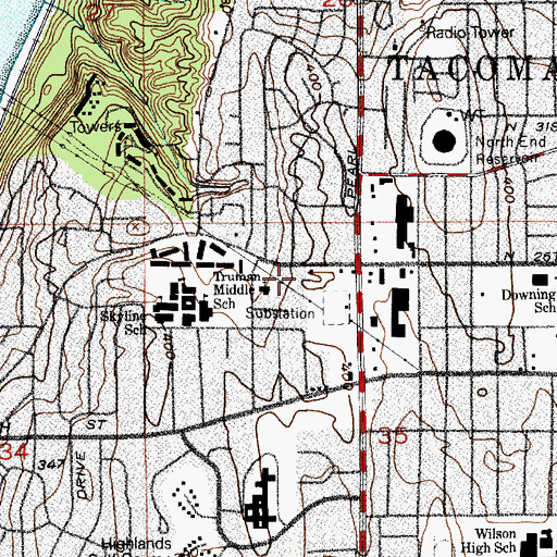 Topographic Map of The Highlands Dementia Care Center, WA