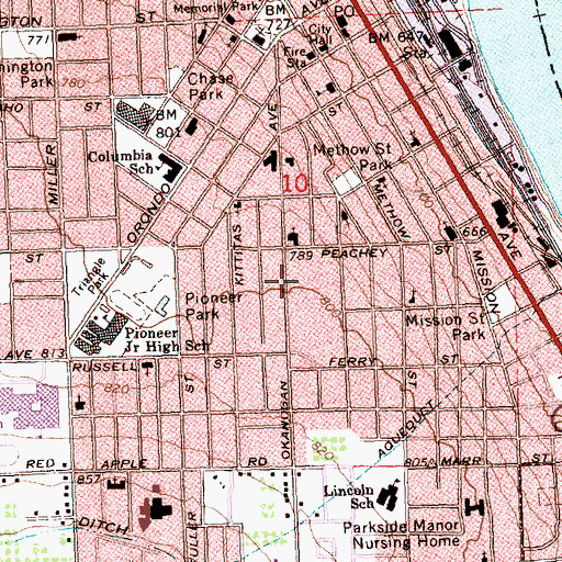 Topographic Map of Colonial Vista Care Centers Assisted Living Facility, WA