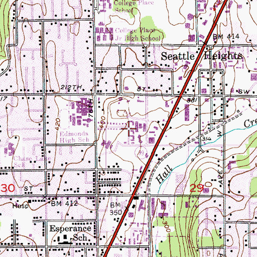 Topographic Map of Aldercrest Health and Rehabilitation Center, WA