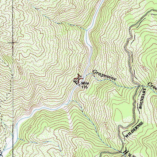 Topographic Map of Grapevine Creek, CA
